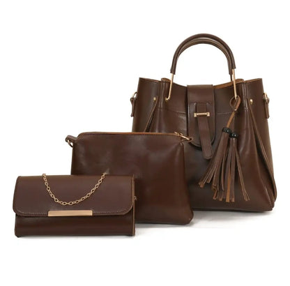 3Pcs PU Leather Ladies Hand Bags Set New Style Tote Bags Shoulder Bag Top Handle Satchel Purse Set 3pcs