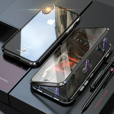 [ FREE SHIPPING] Luxury Iphone Xs Max Front & Back Tempered Glass Magnetic Case Metal Phone Cover