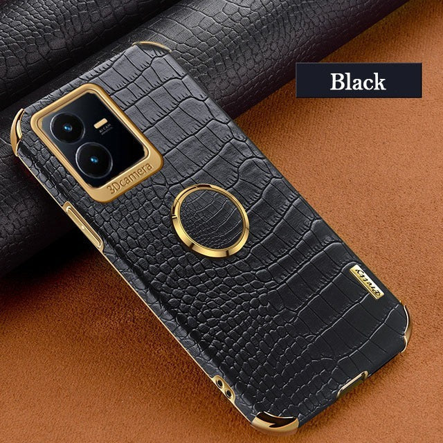[ FREE SHIPPING] Crocodile Pattern Leather Case For Vivo Y22/ Y22s