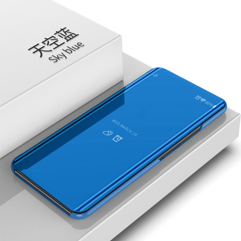 [FREE SHIPPING] Mirror Flip Sensor Case For Oppo A7/Oppo A5s - Blue