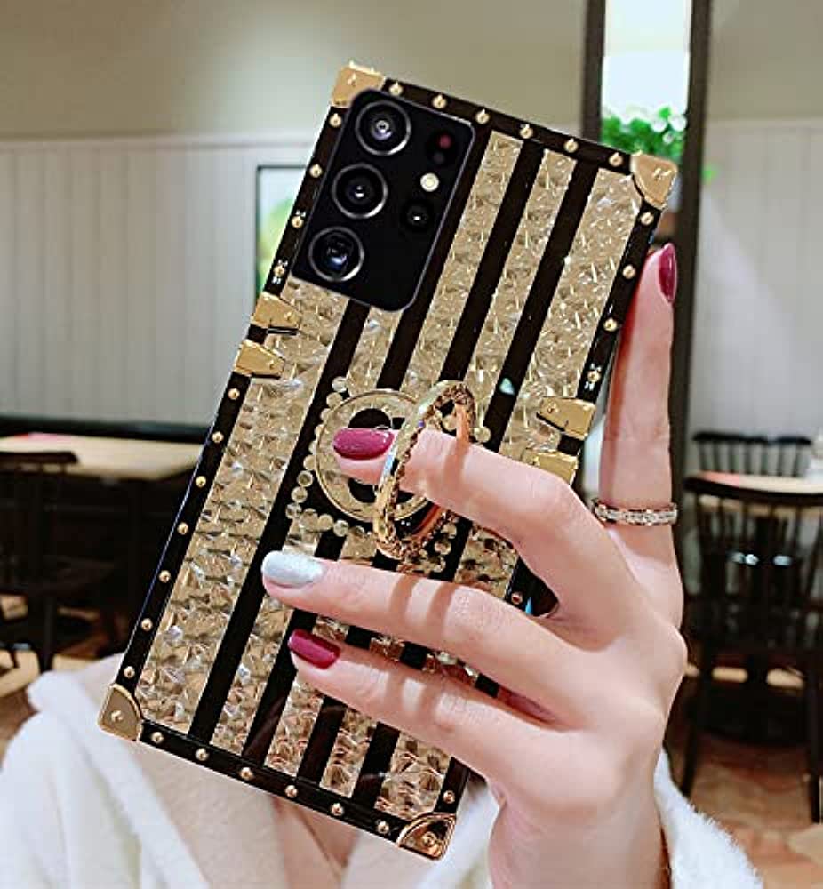 [ FREE SHIPPING] Diamond Fashion Case With Ring Holder For Samsung S21 Ultra
