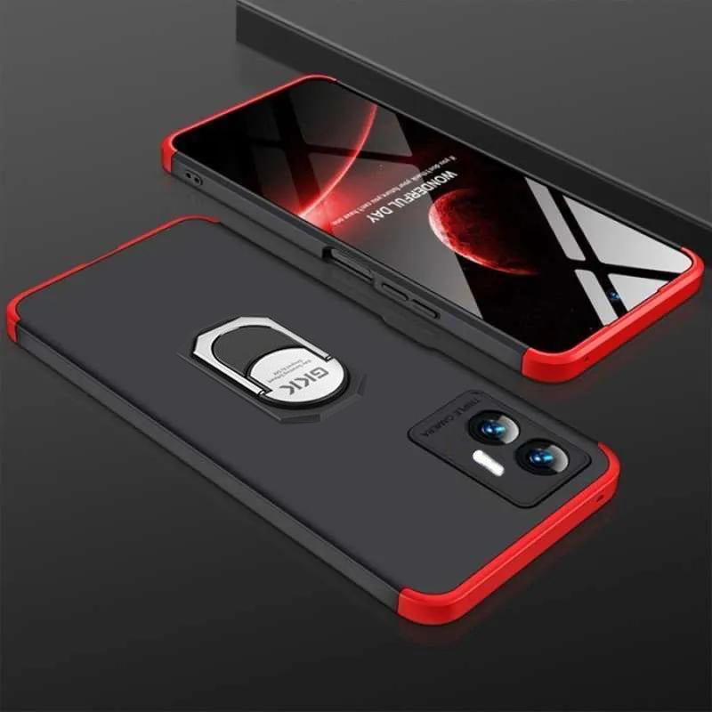[ FREE SHIPPING] Vivo Y55- Gkk Original Shock Proof Full Protection Cover 360 With Ring Holder - Red & Black