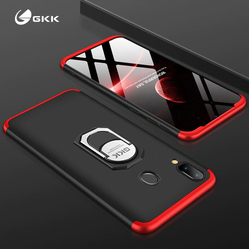 [FREE SHIPPING] Gkk 3in1 Full Protection Case With Ring Holder For Samsung A30 - Red & Black