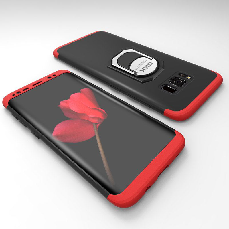 [FREE SHIPPING] Gkk 3in1 Full Protection Case With Ring Holder For Samsung S8 Plus - Red & Black