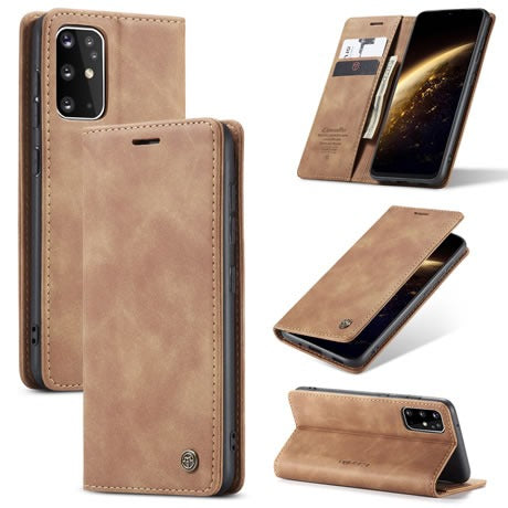 [FREE SHIPPING] CaseMe Retro Leather Case for Samsung S20 Plus Book Style Flip Wallet Magnetic Cover Card Slots Case for Samsung S20 Plus - Brown