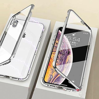 [ FREE SHIPPING] Luxury Iphone Xs Max Front & Back Tempered Glass Magnetic Case Metal Phone Cover